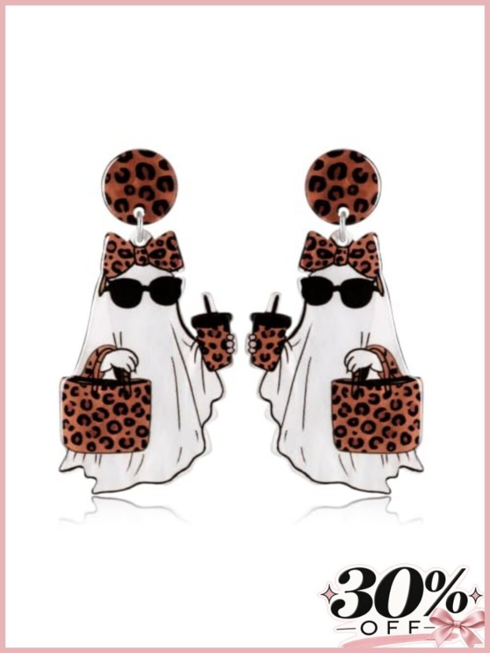 Halloween Ghost Dangle Earrings Acrylic Stainless Steel Drop